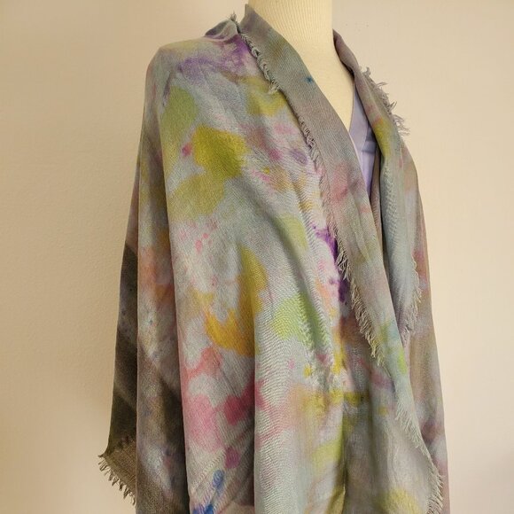 NEW silk cashmere Wrap Scarf Pink blue gray grey yellow red orange green black - Picture 12 of 13